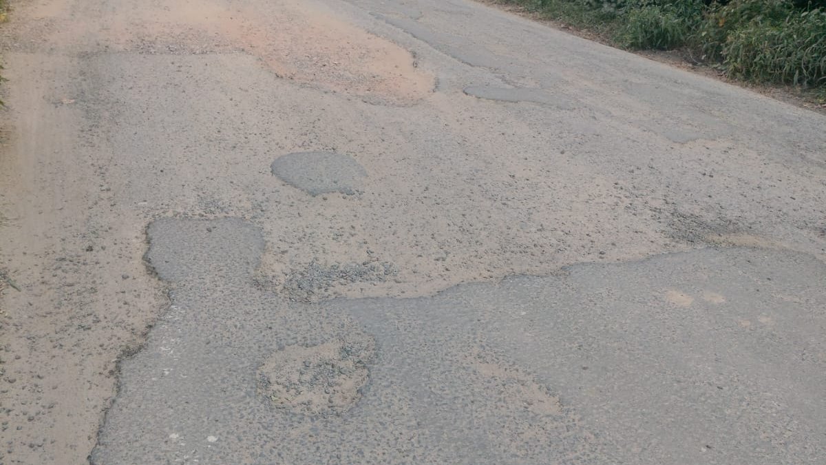 पिनाहट-भदरौली मार्ग जर्जर, गड्ढों से हादसों का खतरा बढ़ा