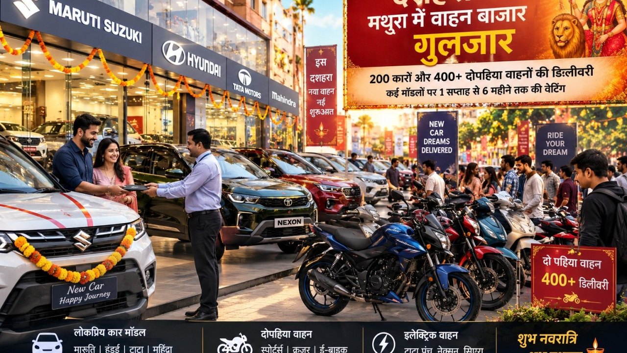 दशहरा पर मथुरा में वाहन बाजार गुलजार, 200 कारों और 400 से अधिक दोपहिया वाहनों की डिलीवरी
